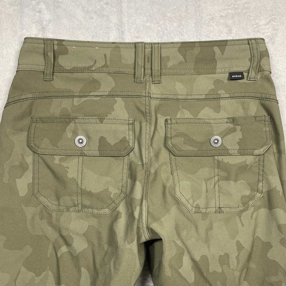 prAna Halle Straight Leg Pants Womens 2 Green Camo Hiking Cargo Stretch Mid Rise - Picture 15 of 16